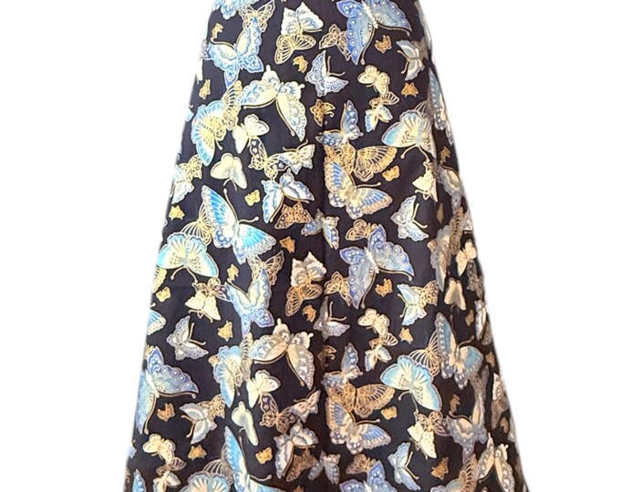 100% Cotton Skirt In Dark Navy With Butterflies