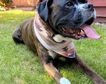 Dog Bandana Tie On | Wool Blend Dog Bandana | Remnant Fabric Pet Bandana | Minimalist Dog Accessory | Salmon | Canada US Free Shipping