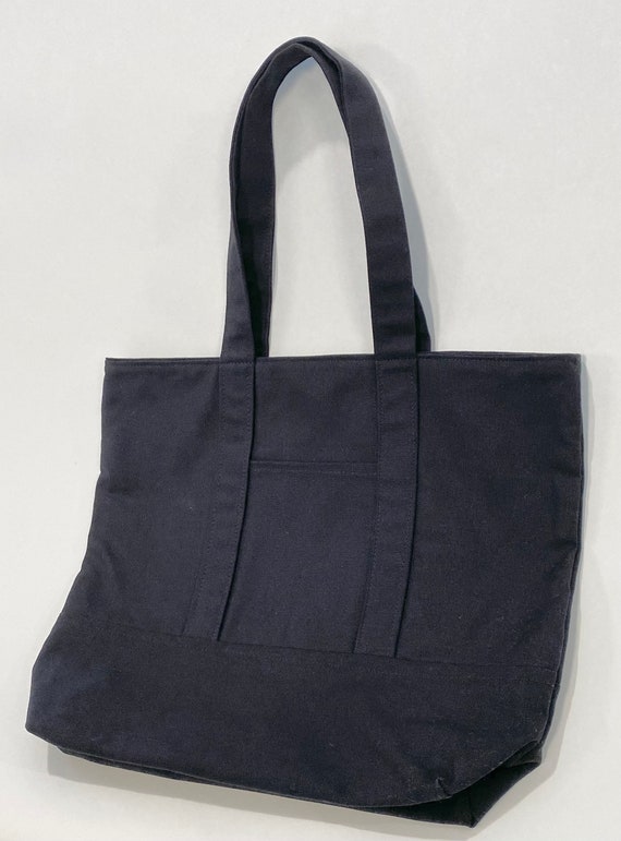Black canvas tote bag with pockets discount