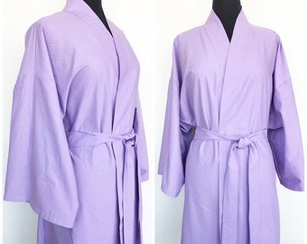 100% Cotton Kimono Robe In Lilac