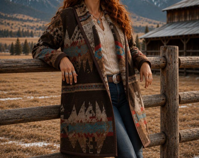 Wool Blend Cardigan Coat In Brown Tones - Breckendale - Long Jacket | Soft Breathable | Various Sizes