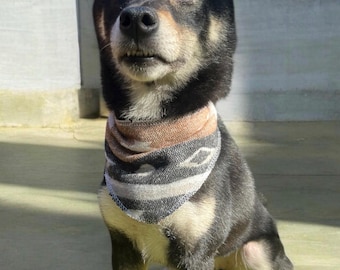 Dog Bandana Tie On | Wool Blend Dog Bandana | Remnant Fabric Pet Bandana | Minimalist Dog Accessory | Grange | Canada US Free Shipping