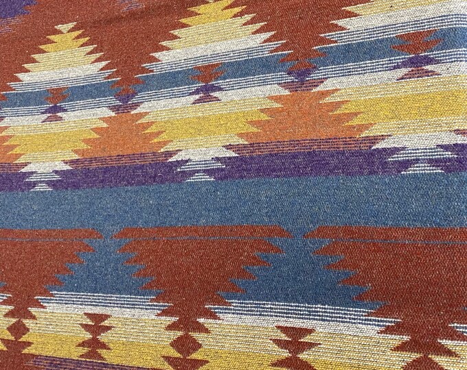 Colourful Blanket In Diamond Pattern Southwestern Print Sienna Yellow And Blue