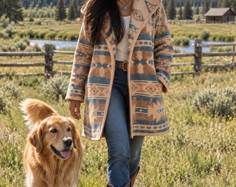 Wool Blend Cardigan Coat With Deep Hood - Canyon -