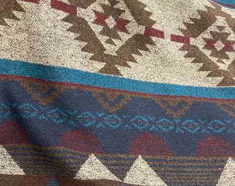 Wool Blend Blanket Throw In Blues Browns Merlot And Wheat in Diamond Print