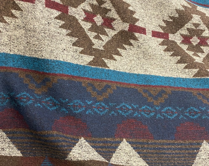 Wool Blend Blanket Throw In Blues Browns Merlot And Wheat in Diamond Print