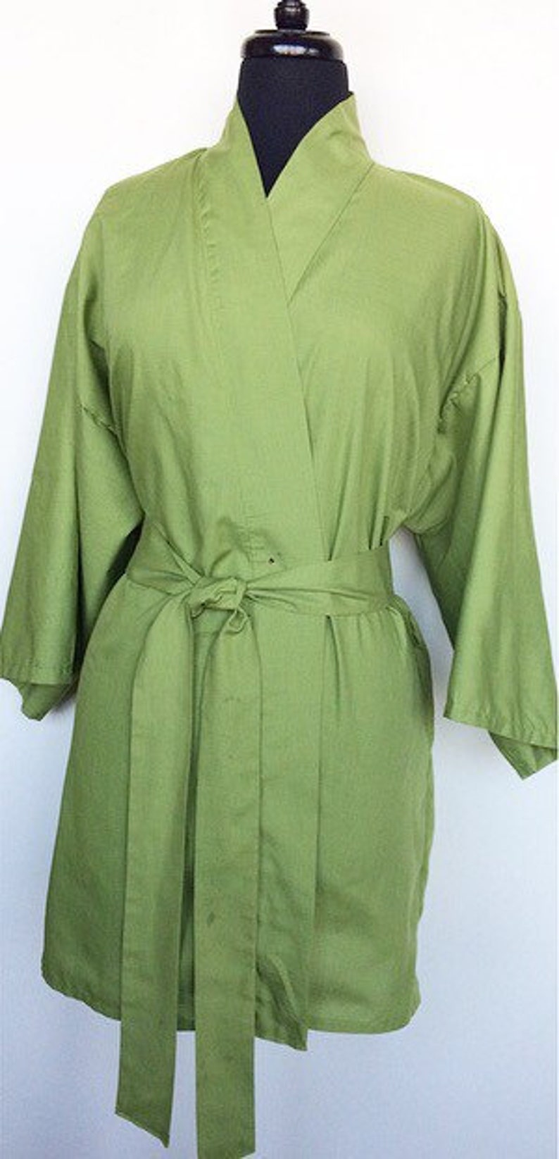 100 Cotton Kimono in Green Etsy