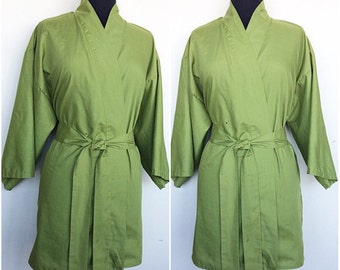 100% Cotton Kimono In Green