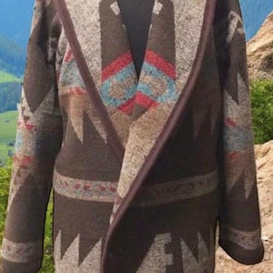 Wool Blend Cardigan Coat In Brown Tones - Breckendale - Long Jacket | Fall Layer | Beach Cover Up | Various Sizes