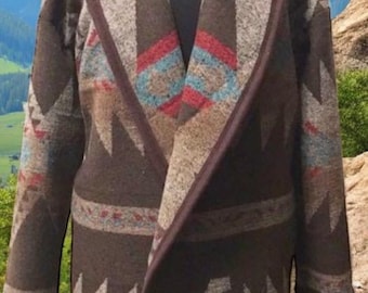 Wool Blend Cardigan Coat In Brown Tones - Breckendale - Long Jacket | Fall Layer | Beach Cover Up | Various Sizes