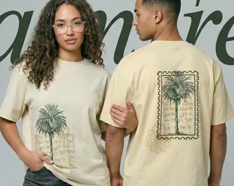 Koszulka z motywem sztuki islamskiej Palm Tree | Arabski streetwear, muzułmańska koszulka boho