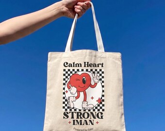 Torba typu tote Calm Heart Strong Iman | Wzór retro szachownicy