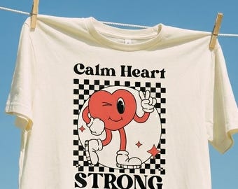 Koszulka „Calm Heart Strong Iman”, retro islamska odzież uliczna, 100% bawełniana koszulka unisex