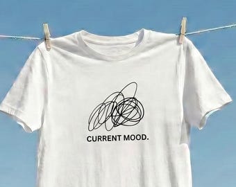 Koszulka z grafiką „Scribble Current Mood” | Minimalistyczna koszulka streetwearowa na temat zdrowia psychicznego