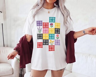 Boho Floral Geometric PNG, Colorful Botanical T-Shirt Design (Digital File)