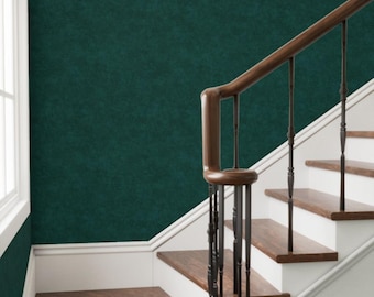 Carta da parati effetto intonaco verde smeraldo