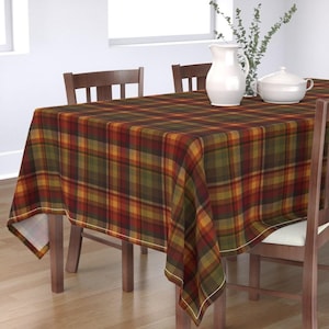 Rustic New England Plaid Tablecloth for Fall or Thanksgiving