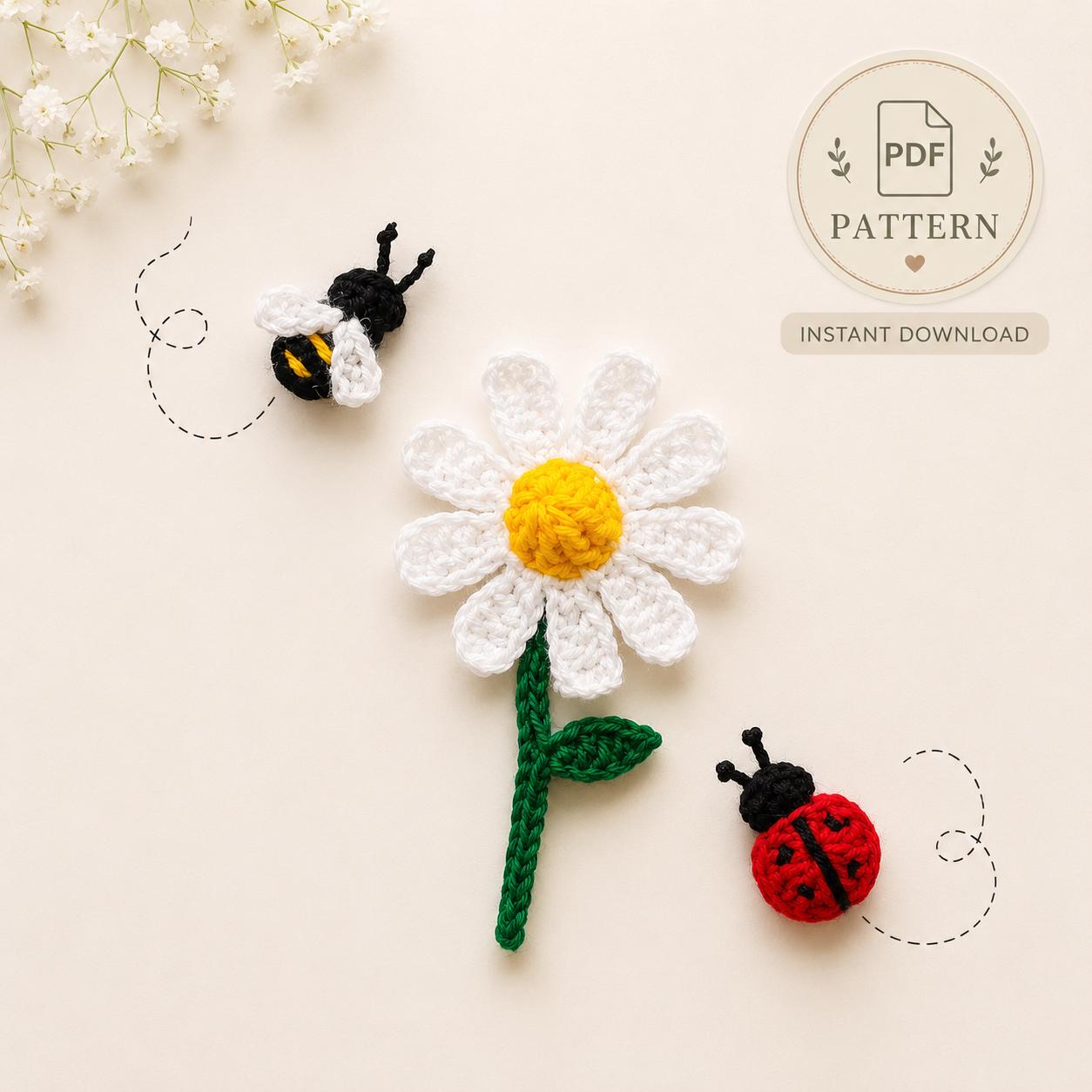 Bee, Ladybug & Daisy Applique Pattern Bundle