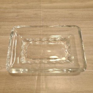 Vintage MCM Clear Glass Relish Dish Rectangular Pickle Tray Zig Zag Pattern