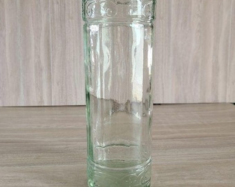 Tarro de despensa de vidrio repujado estilo Hoosier, color verde vintage, estilo granja, 28,5 cm (11,25 pulgadas)