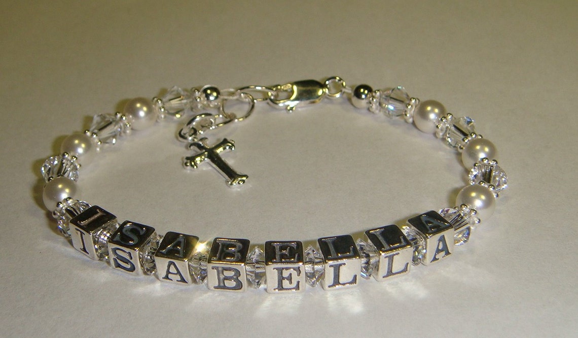 Girls First Communion Bracelet Swarovski Pearls & Crystals Etsy