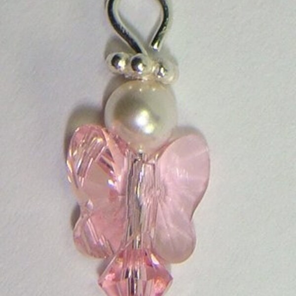 Angel Charm -  Swarovski Crystals & Pearls - 19mm high X 7mm wide - more colors available