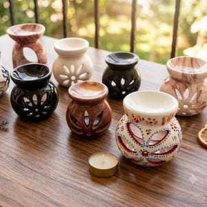 Ceramic Wax Melt Burner | Tealight Oil Diffuser | 7 Designs | Self Care Gift | Free Gift Included