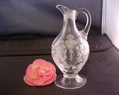 Vintage Cambridge Rose Point Oil Cruet Missing Stopper, 3400 161 6 Ounce Elegant Etched Crystal Depression Serving Glassware