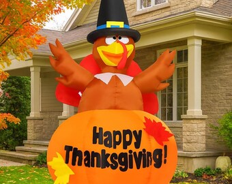 Inflatable Turkey Outdoor Thanksgiving Decoration 6Ft Giant Blow Up...