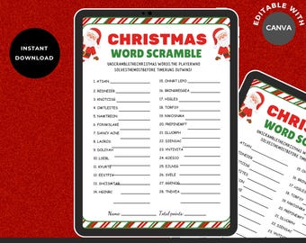 Christmas Word Scramble Game, Holiday Printable (Digital Download)