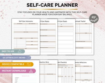 Self-Care Planner | Wellness, Mindfulness, Habit Tracker (Digital PDF)