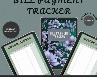 Bill Payment Tracker Printable, Finance Organizer (PDF)