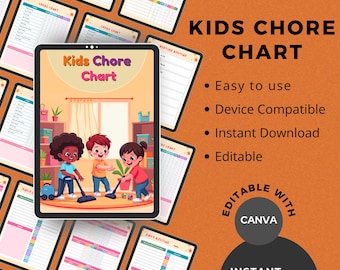 Kids Chore Chart Printable, Daily Responsibility Planner, Routine Checklist, Behavior Chart, chore chart for teens, Home School Family Chore