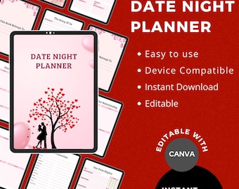 Afdrukbaar datum/nachtplanner, activiteitendagboek voor koppels (pdf)