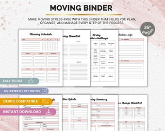 Moving Binder Printable: Checklist, Packing, Address Change Tracker, PDF Organizer