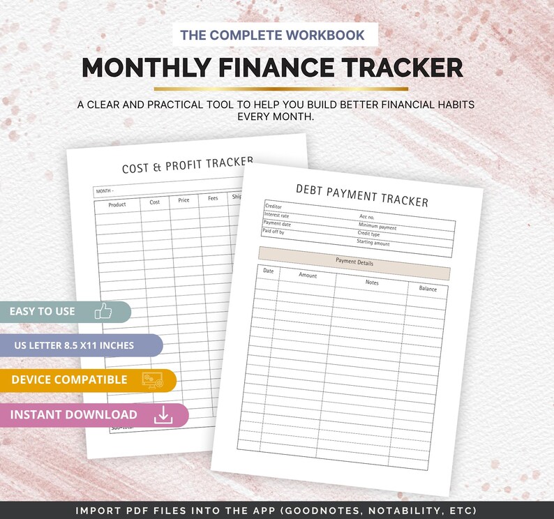 Bill Payment Tracker Printable | Expense & Due Date Log | Digital PDF ...