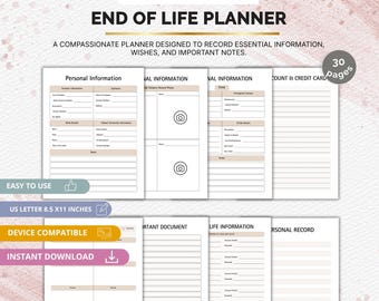Printable End of Life Planner | Estate & Legacy Organizer (Digital PDF)