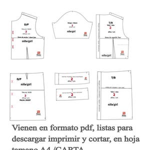 Plantillas digitales de ropa básica para niña talla 2años.