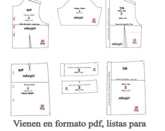 Plantillas digitales de ropa básica para niña talla 2años.