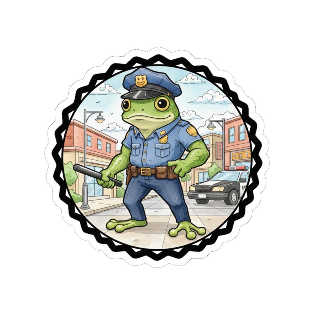 Frog Police Kiss-cut Stickers, Police Officer Frog Sticker | Cute Law Enforcement ...
