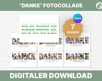 DANKE Fotocollage Canva Vorlage – Abschied Geschenk Lehrer, Kollegen, Abschlussklasse | 7 Varianten | Canva Kostenlose Vorlage