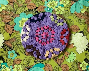 Purple Granny Square Beret