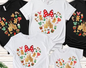 Minnie Mickey Castle kerstshirts, peperkoek vakantie familie-T-shirts
