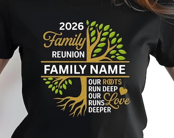 Camiseta de Reunión Familiar 2026, Camiseta Personalizada con Nombre de Árbol Genealógico, Conjunto a Juego con Raíces Profundas