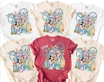 Maglietta Comfort Colors EPCOT 2026, Magliette Disney Family Vacation, Magliette abbinate EPCOT in stile vintage, Maglietta con nome personalizzato Disney World Trip