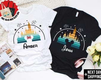 Disney Castle Shirt, Mickey or Minnie Personalized Family Tee, Custom Name Disneyland Trip Shirt