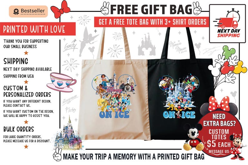 Camiseta personalizada de Disney On Ice 2026, camiseta personalizada del espectáculo Encanto de Frozen, camiseta de viaje familiar de Mickey y Minnie On Ice de Bella Canvas Tees imagen 3