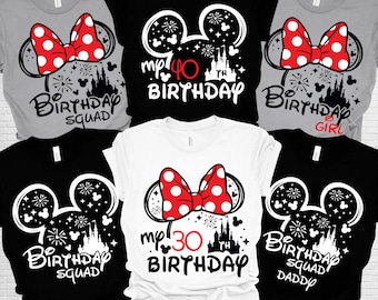 Camiseta del equipo de cumpleaños de Disney, camiseta personalizada del equipo de cumpleaños de Mickey y Minnie.