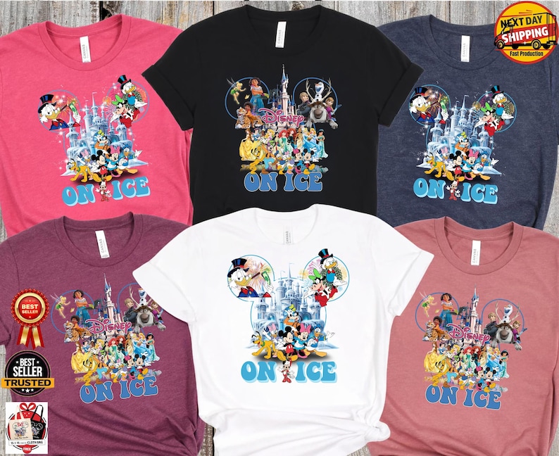Camiseta personalizada de Disney On Ice 2026, camiseta personalizada del espectáculo Encanto de Frozen, camiseta de viaje familiar de Mickey y Minnie On Ice de Bella Canvas Tees imagen 1