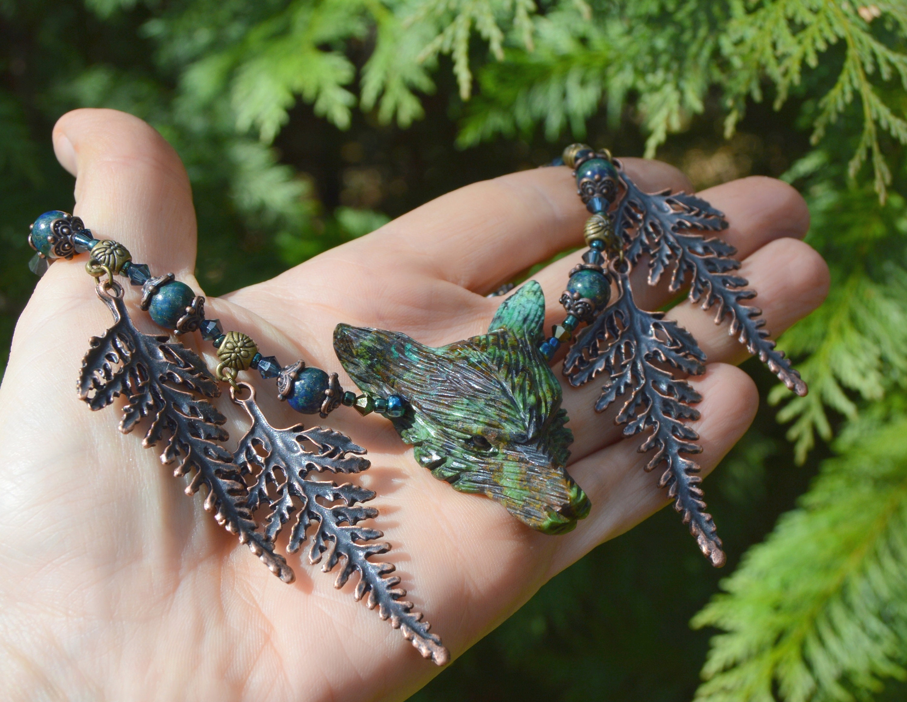 Forest elf necklace elven jewelry w bracken fern leaf Etsy